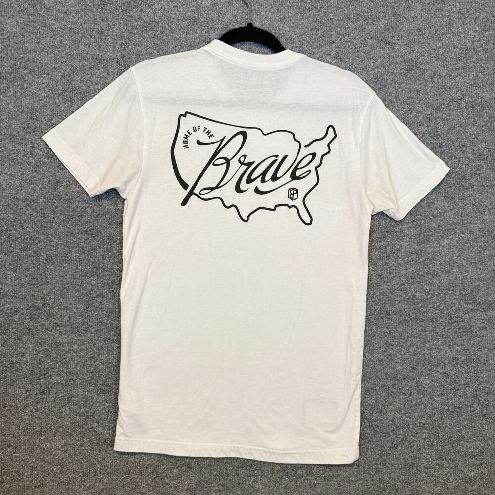 Born Primitive Shirt Mens Small White Home Of The Brave Tshirt Crewneck Casual
